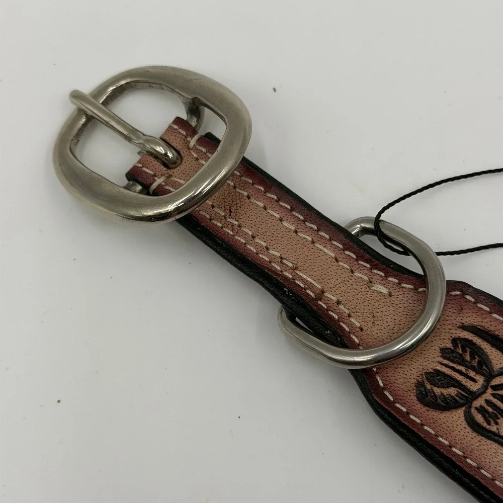 Myra Bag Tooled Leather Cow Dog Trail Collar Medium Padded Western NWT SZ M
